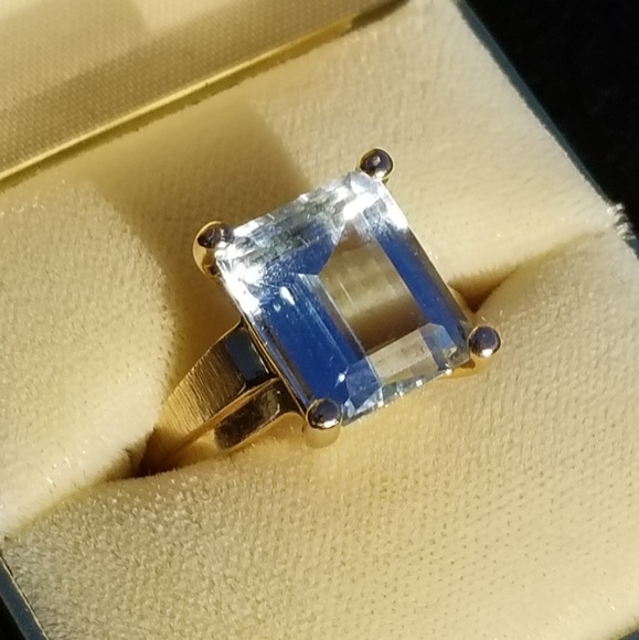 14k GOLD Large 5.5 ct Natural Aquamarine Ring 💎 - Picture 3 of 7